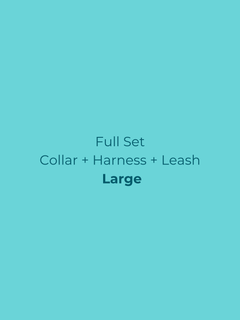 Ollie Walkies Classic - LARGE - Full Set (Collar, Harness and Leash Set): Aqua