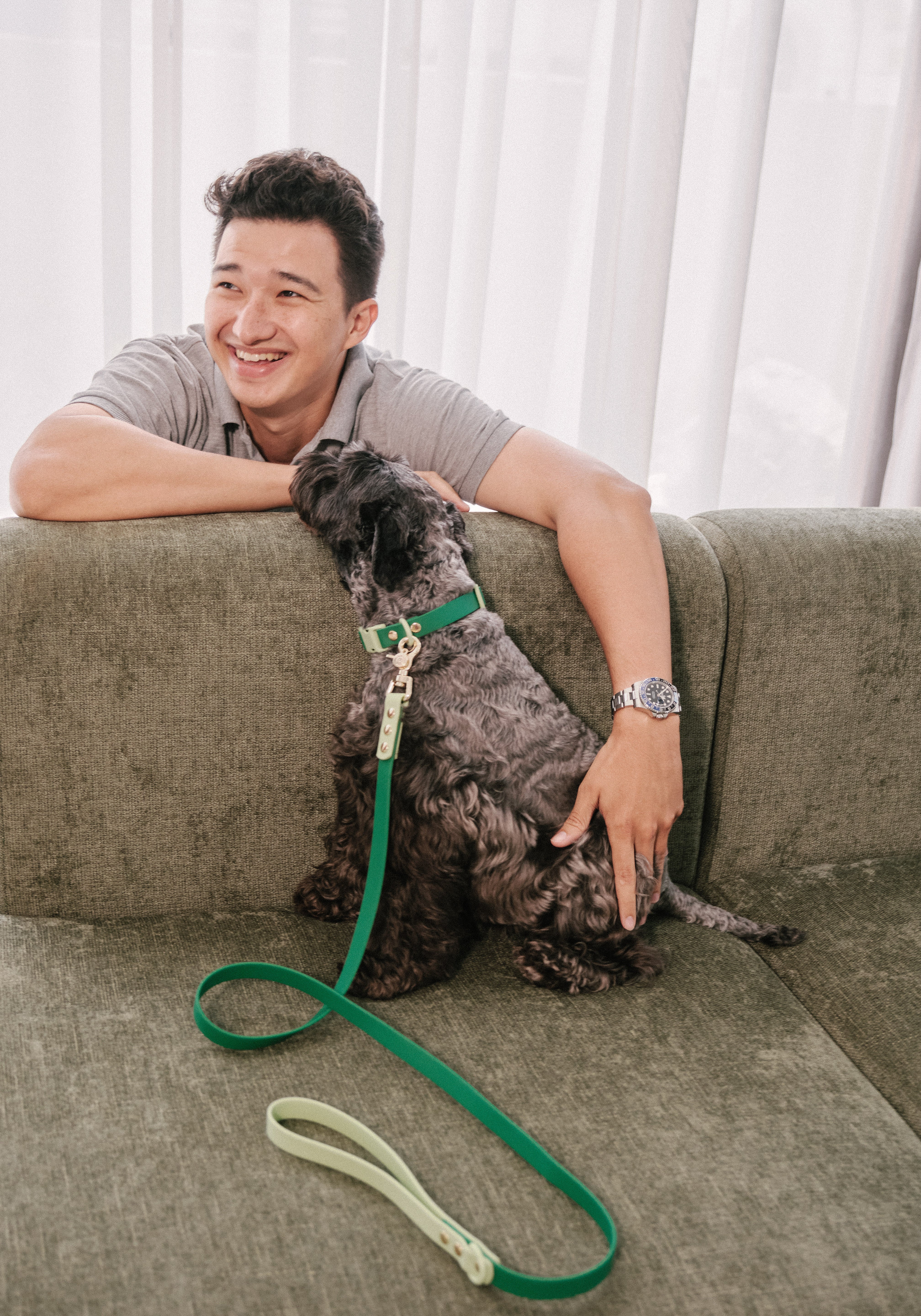Ollie Walkies Classic - Collar and Leash Set - Seaweed
