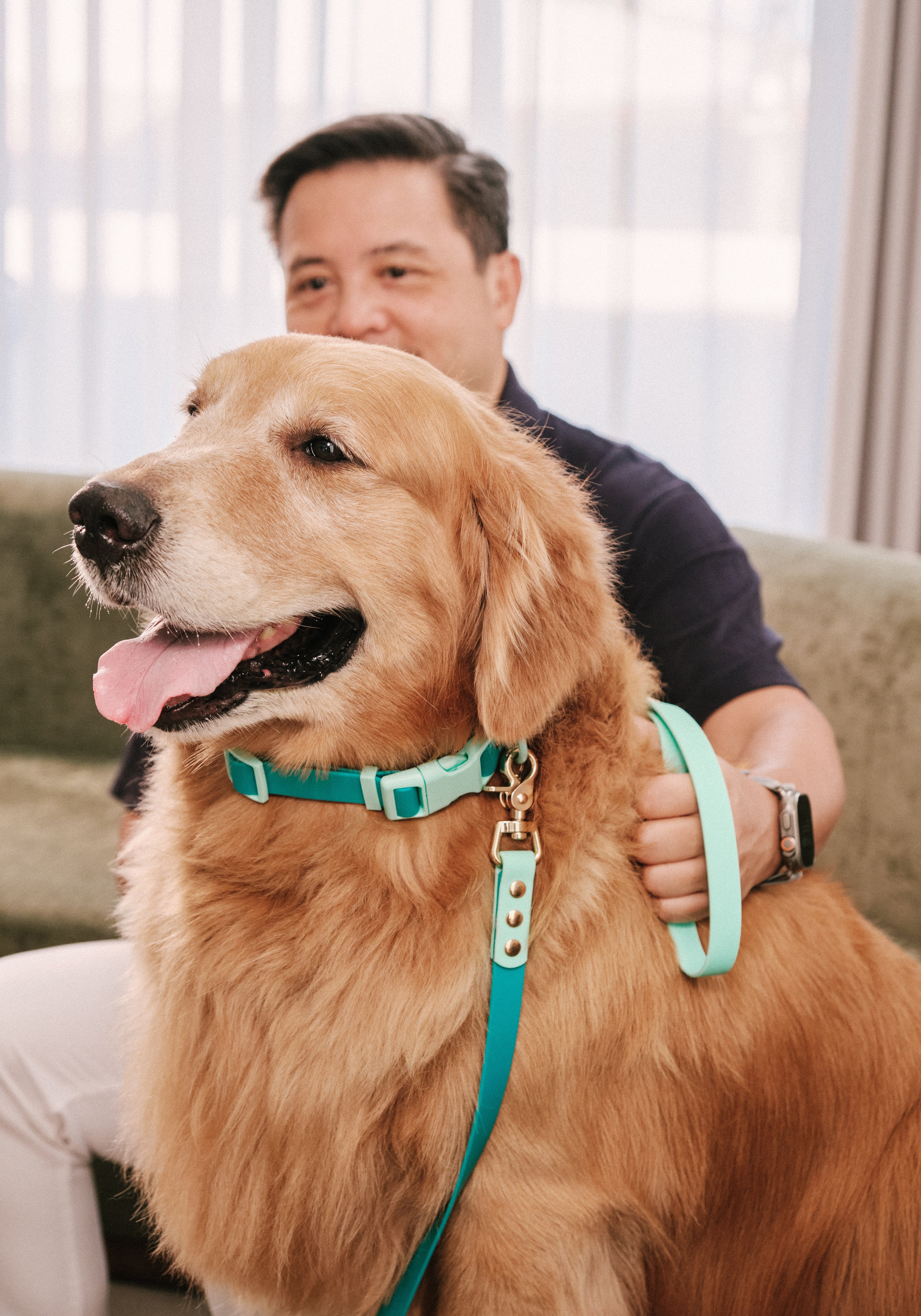 Ollie Walkies Classic - Collar and Leash Set - Aqua