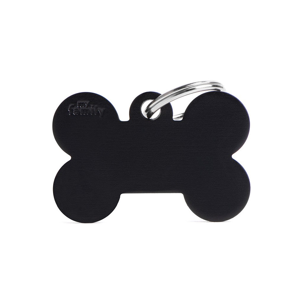 MyFamily Pet Tag: Basic Aluminum Black Big Bone