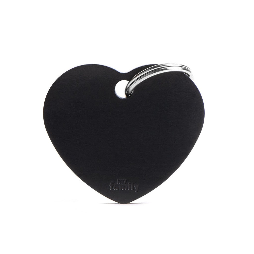 MyFamily Pet Tag: Basic Big Aluminum Black Heart