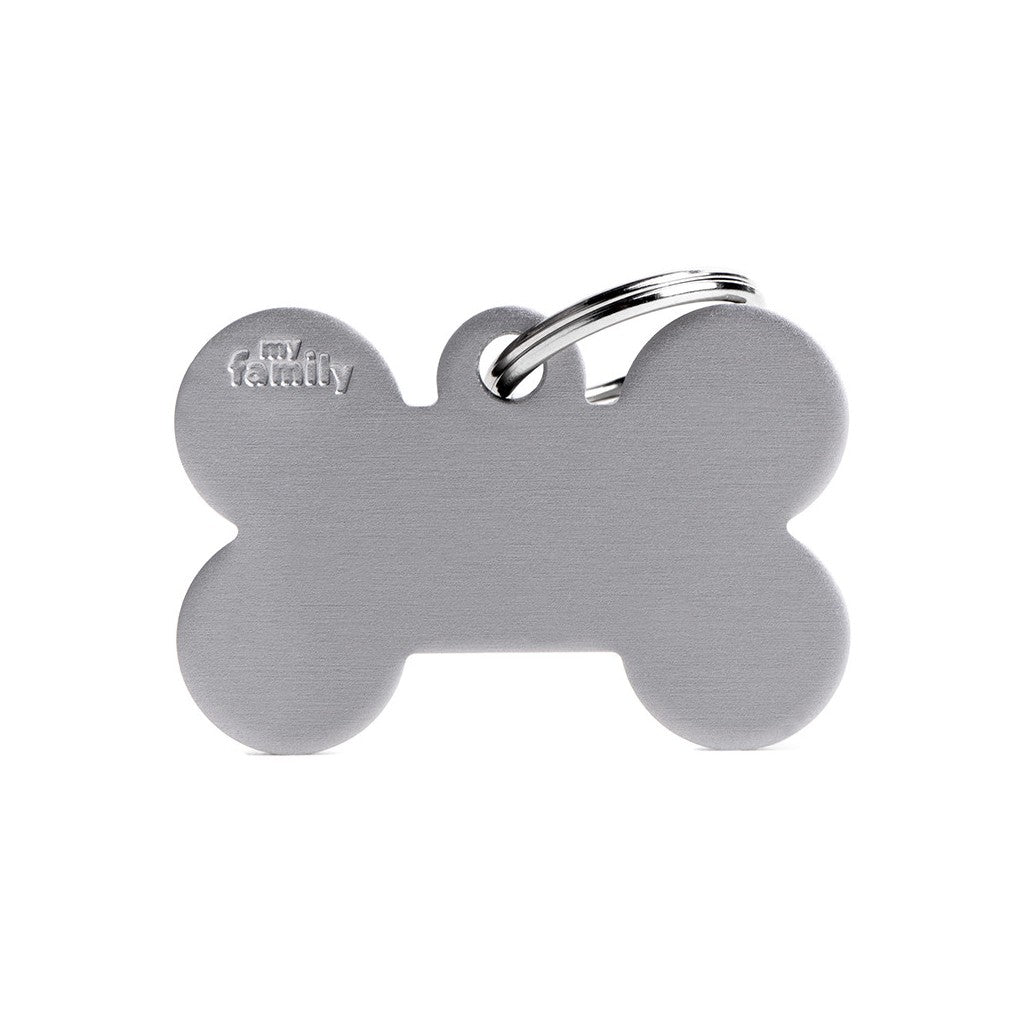 MyFamily Pet Tag: Basic Big Aluminum Gray Bone