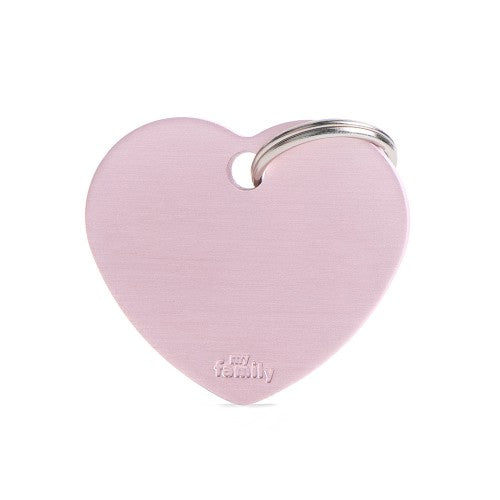 MyFamily Pet Tag: Basic Aluminum Pink Big Heart