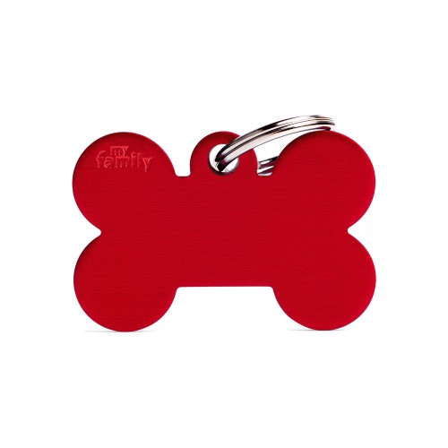 MyFamily Pet Tag: Basic Aluminum Red Big Bone