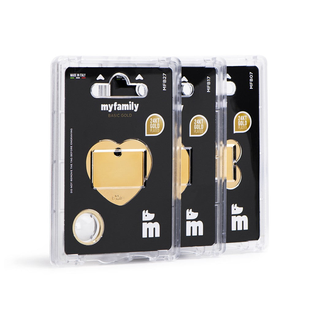MyFamily Pet Tag: Basic Big Bone in Gold-Plated Brass