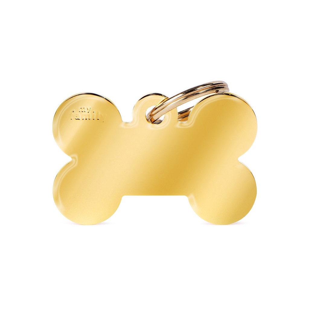 MyFamily Pet Tag: Basic Big Bone in Gold-Plated Brass