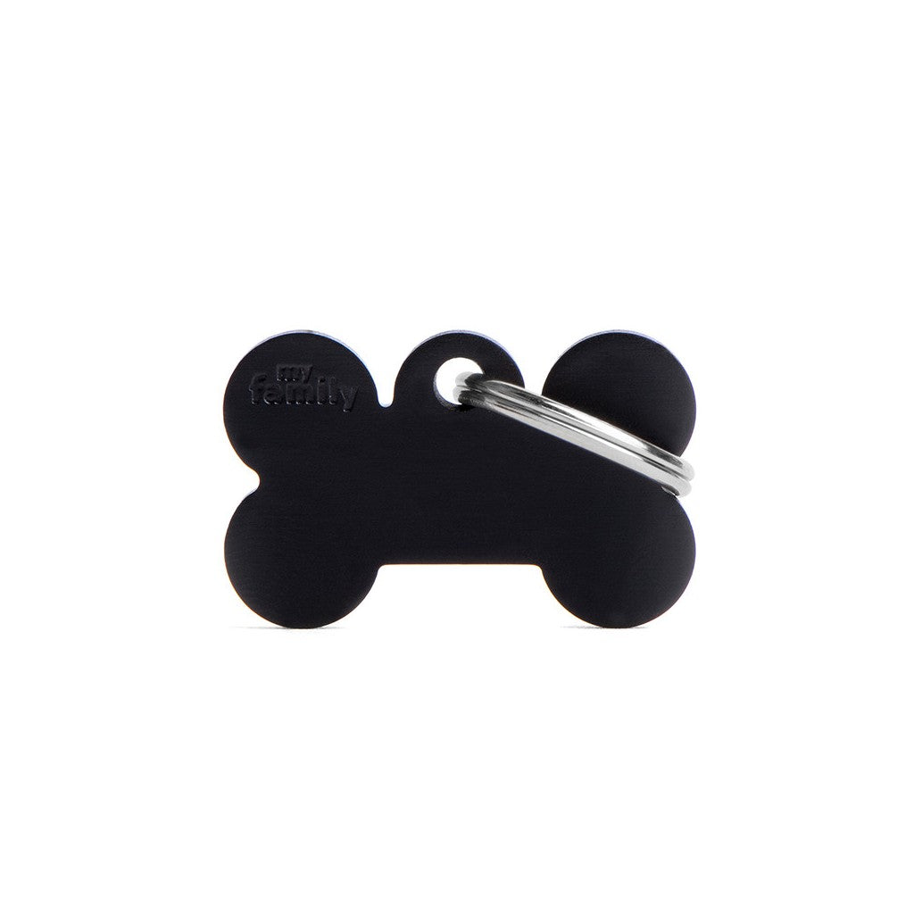 MyFamily Pet Tag: Basic Small Aluminum Black Bone