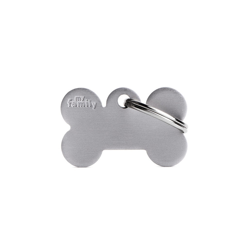 MyFamily Pet Tag: Basic Small Aluminum Gray Bone