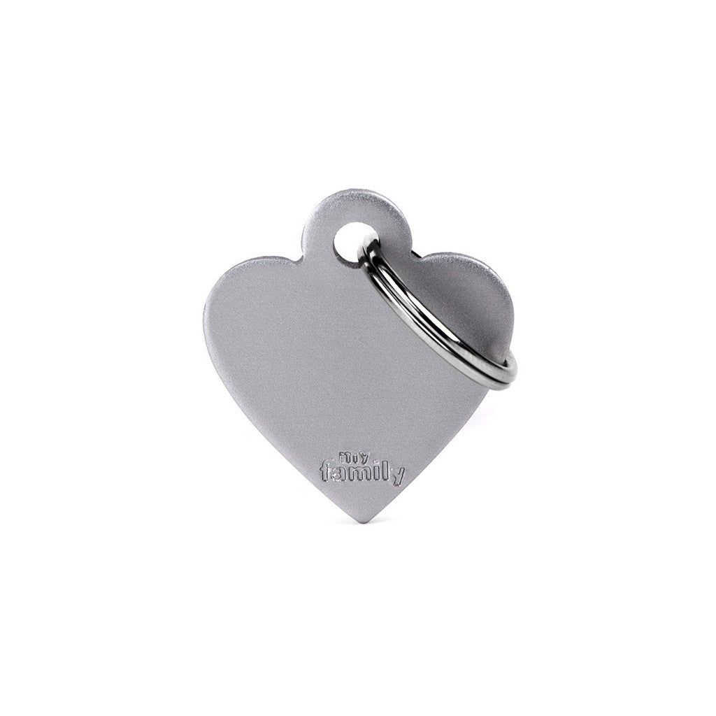 MyFamily Pet Tag: Basic Small Aluminum Gray Heart