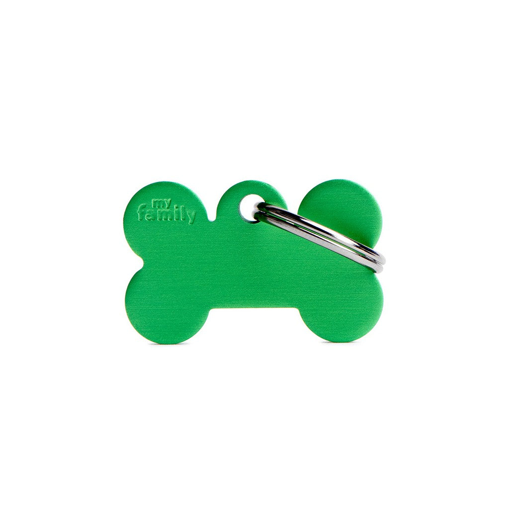 MyFamily Pet Tag: Basic Small Aluminum Green Bone
