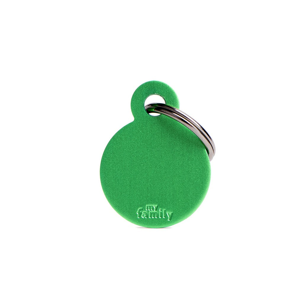 MyFamily Pet Tag: Basic Small Aluminum Green Circle