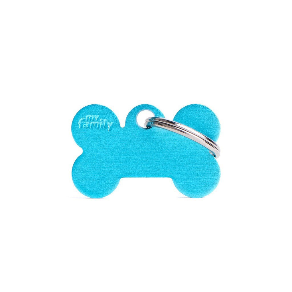 MyFamily Pet Tag: Basic Small Aluminum Light Blue Bone