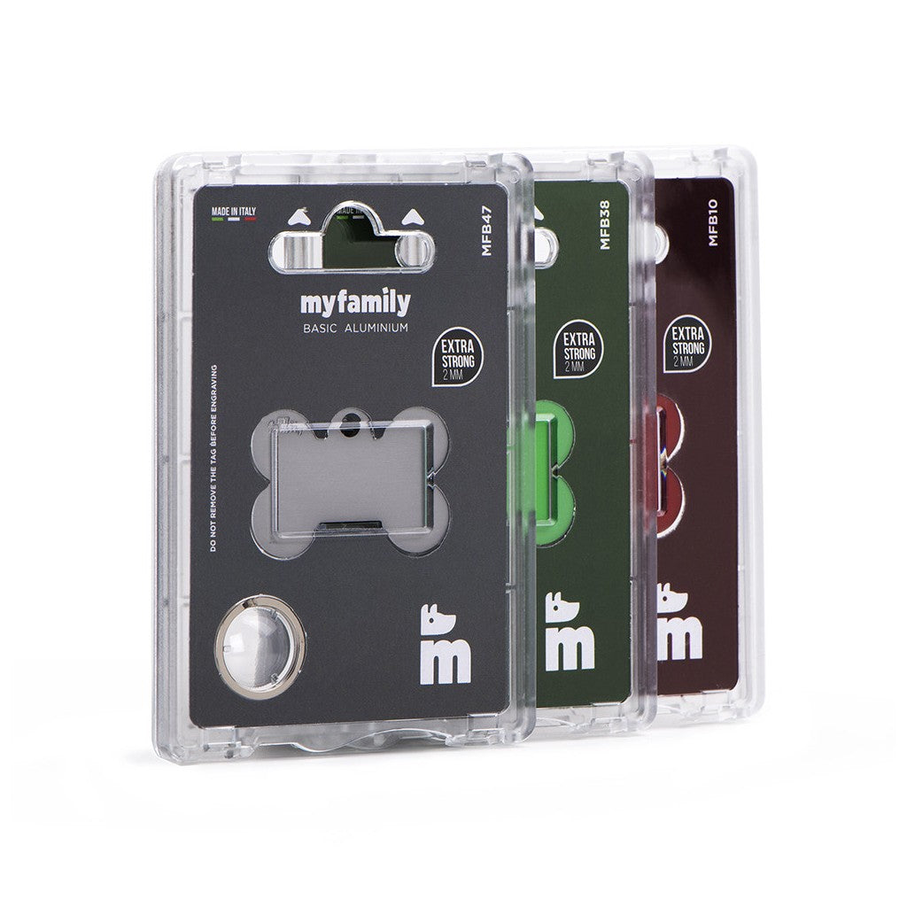 MyFamily Pet Tag: Basic XL Aluminum Black Bone