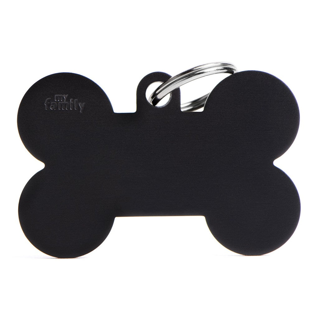 MyFamily Pet Tag: Basic XL Aluminum Black Bone