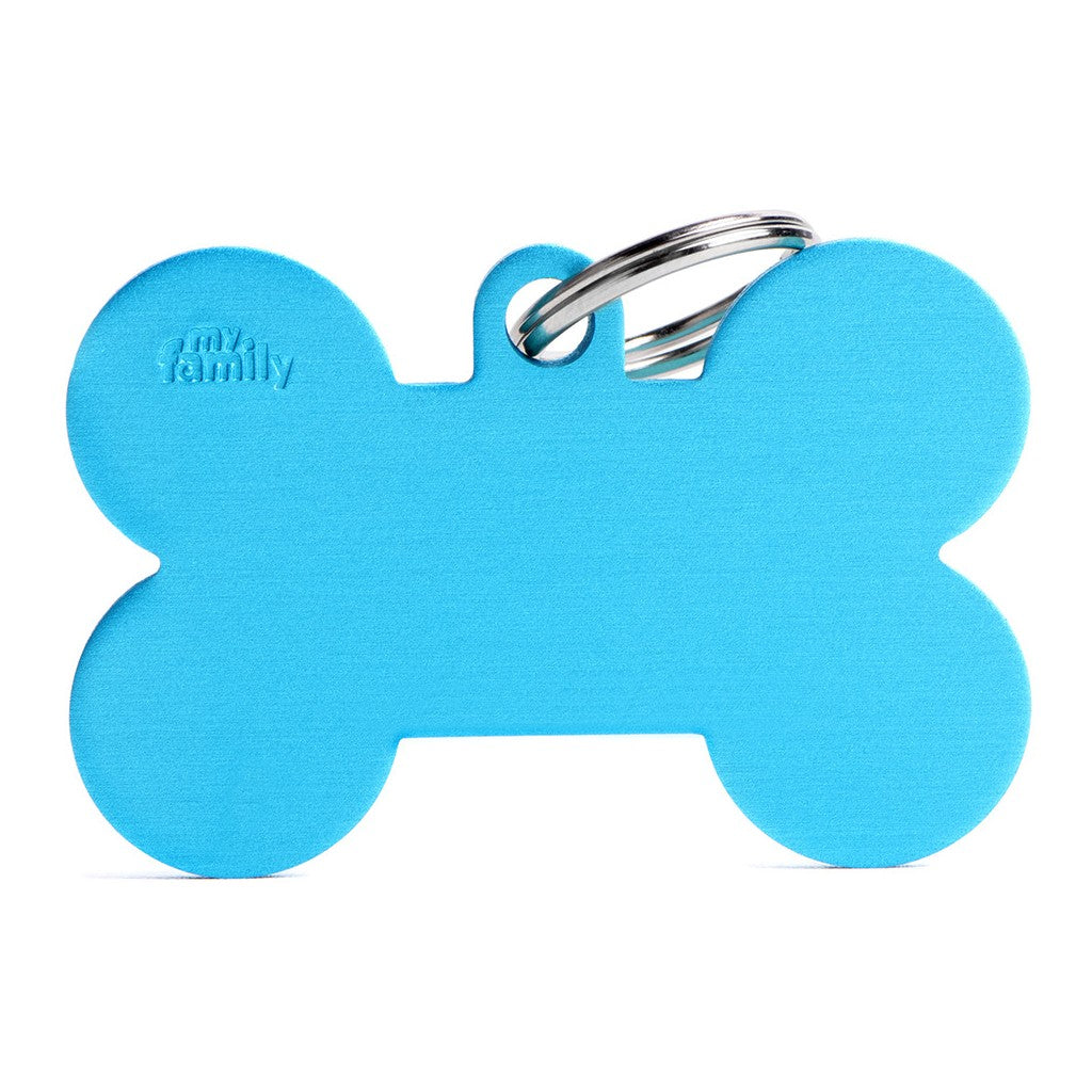 MyFamily Pet Tag: Basic XL Aluminum Light Blue Bone