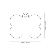 MyFamily Pet Tag: Hushtag Big Black Aluminum Bone with Red Rubber