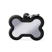 MyFamily Pet Tag: Hushtag Big Black Chrome-Plated Brass Bone