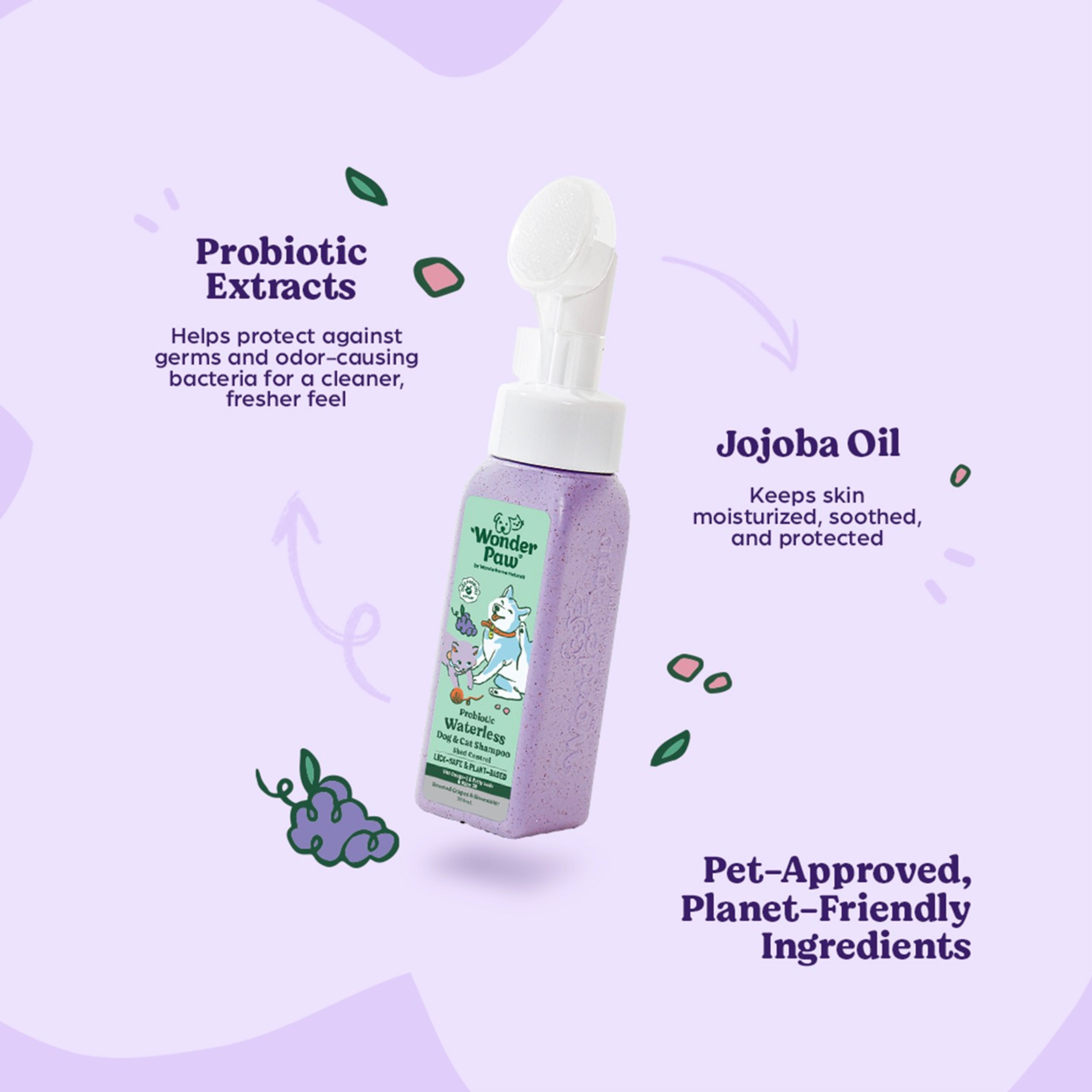 WP Probiotic Waterless Pet Shampoo (Roasted Grapes and Rosewater) 200ml