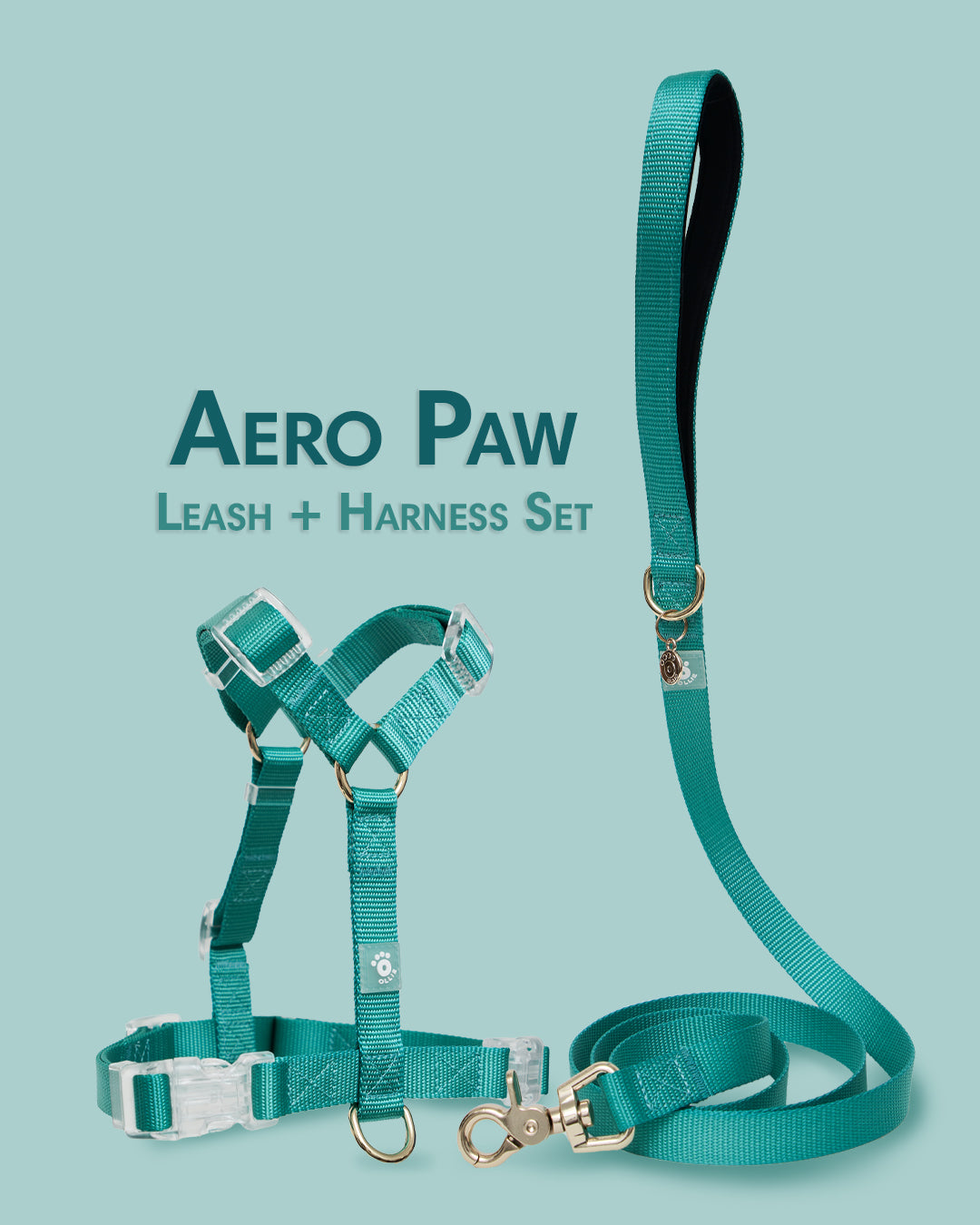 Ollie Walkies: Aero Paw - Harness and Leash Set - Emerald