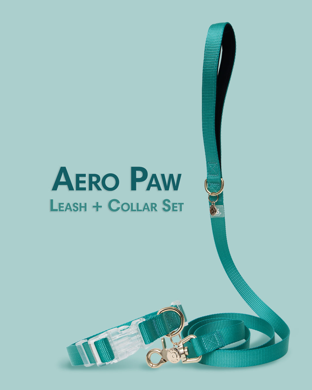 Ollie Walkies: Aero Paw - Collar and Leash  - Emerald