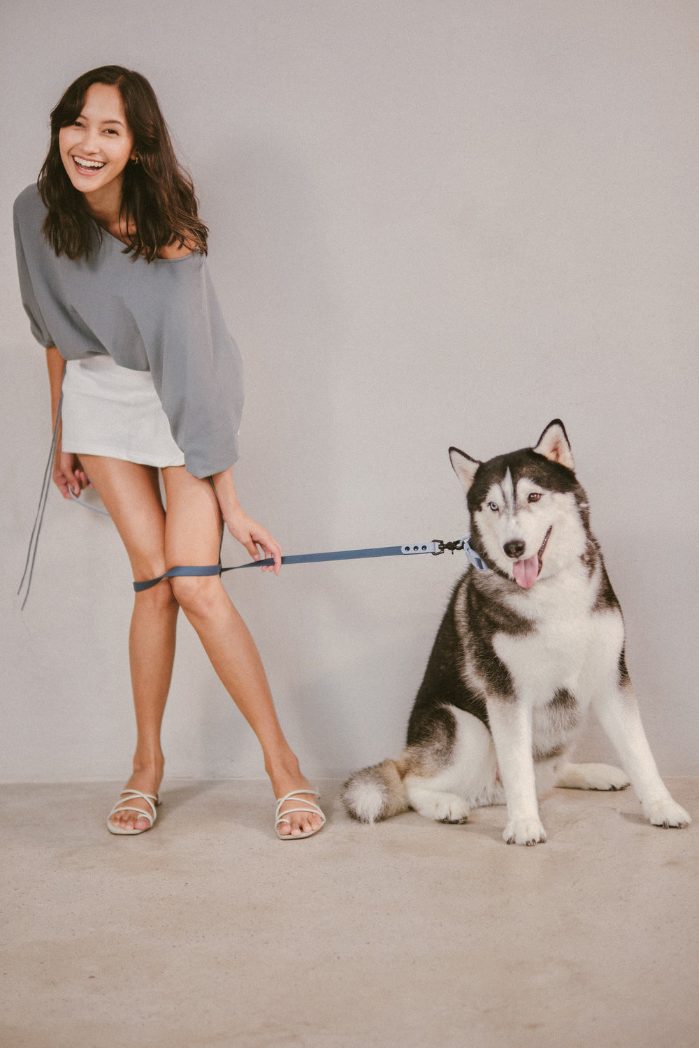 Ollie Walkies Classic - Collar and Leash Set - Navy