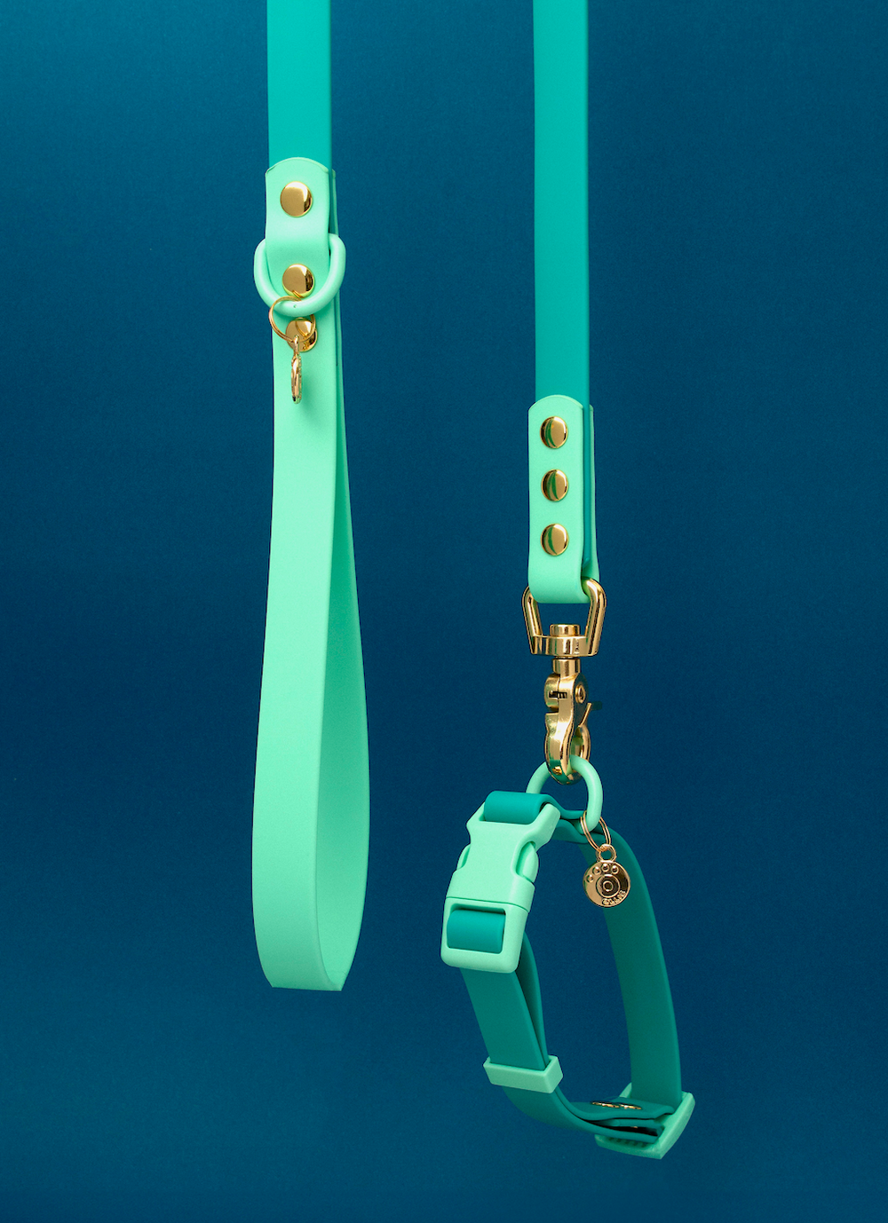 Ollie Walkies Classic - Collar and Leash Set - Aqua