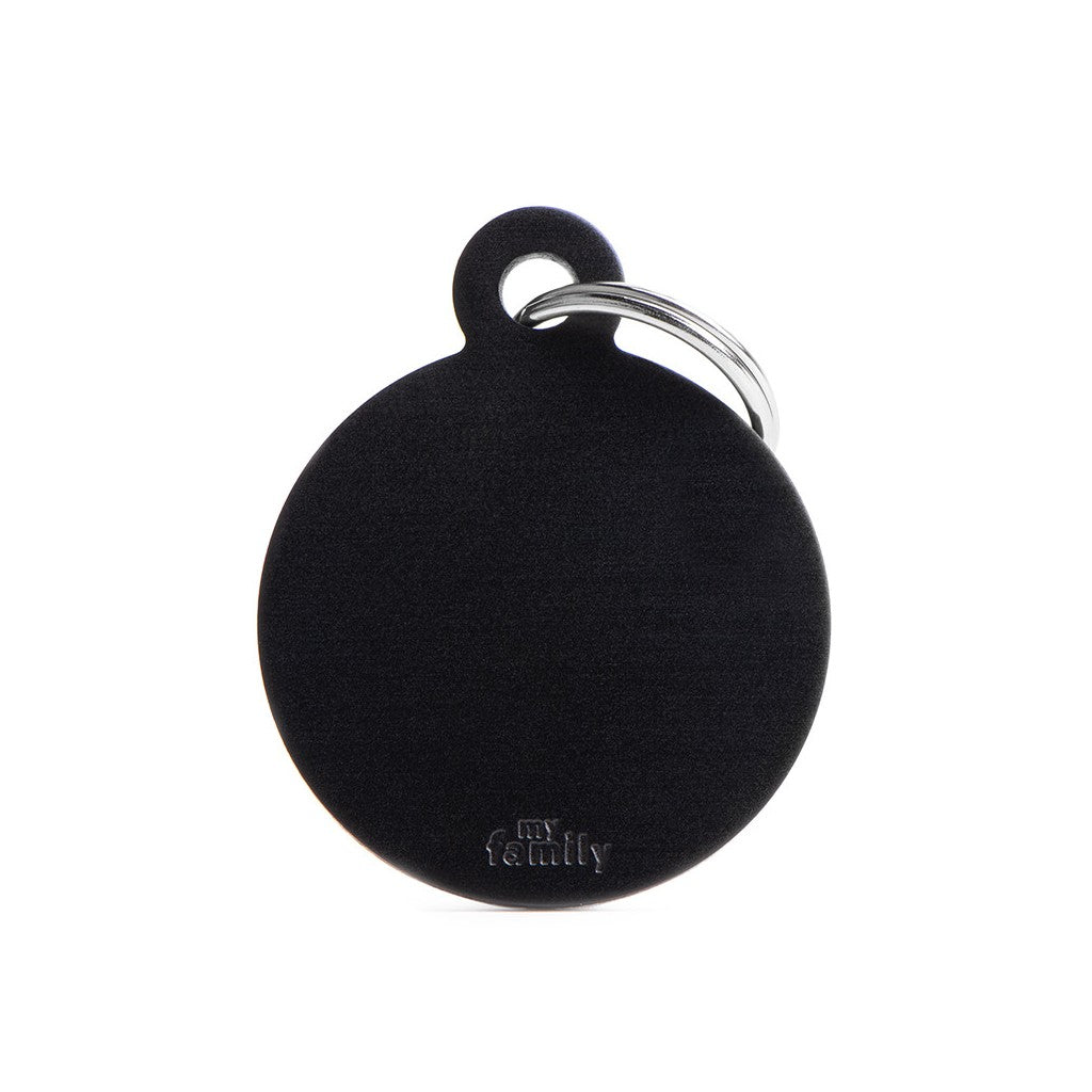 MyFamily Pet Tag: Basic Big Aluminum Black Circle