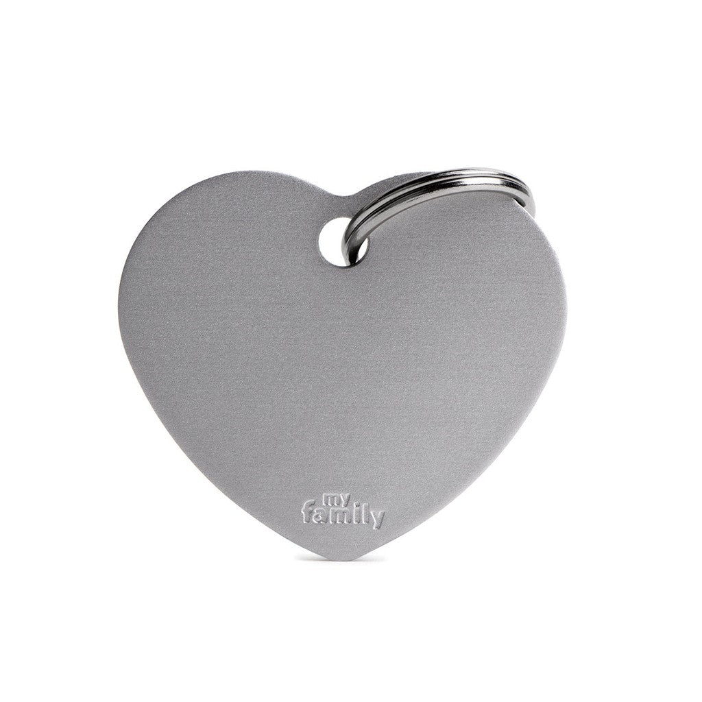 MyFamily Pet Tag: Basic Big Aluminum Gray Heart