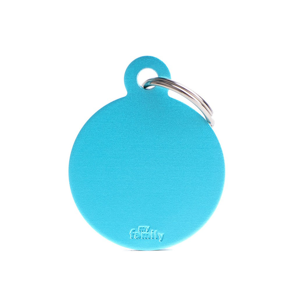 MyFamily Pet Tag: Basic Big Aluminum Light Blue Circle