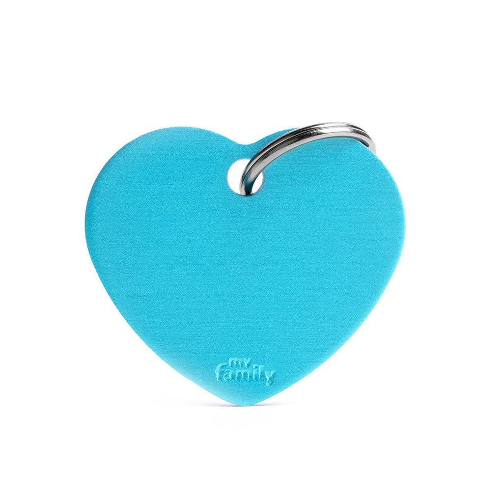 MyFamily Pet Tag: Basic Big Aluminum Light Blue Heart