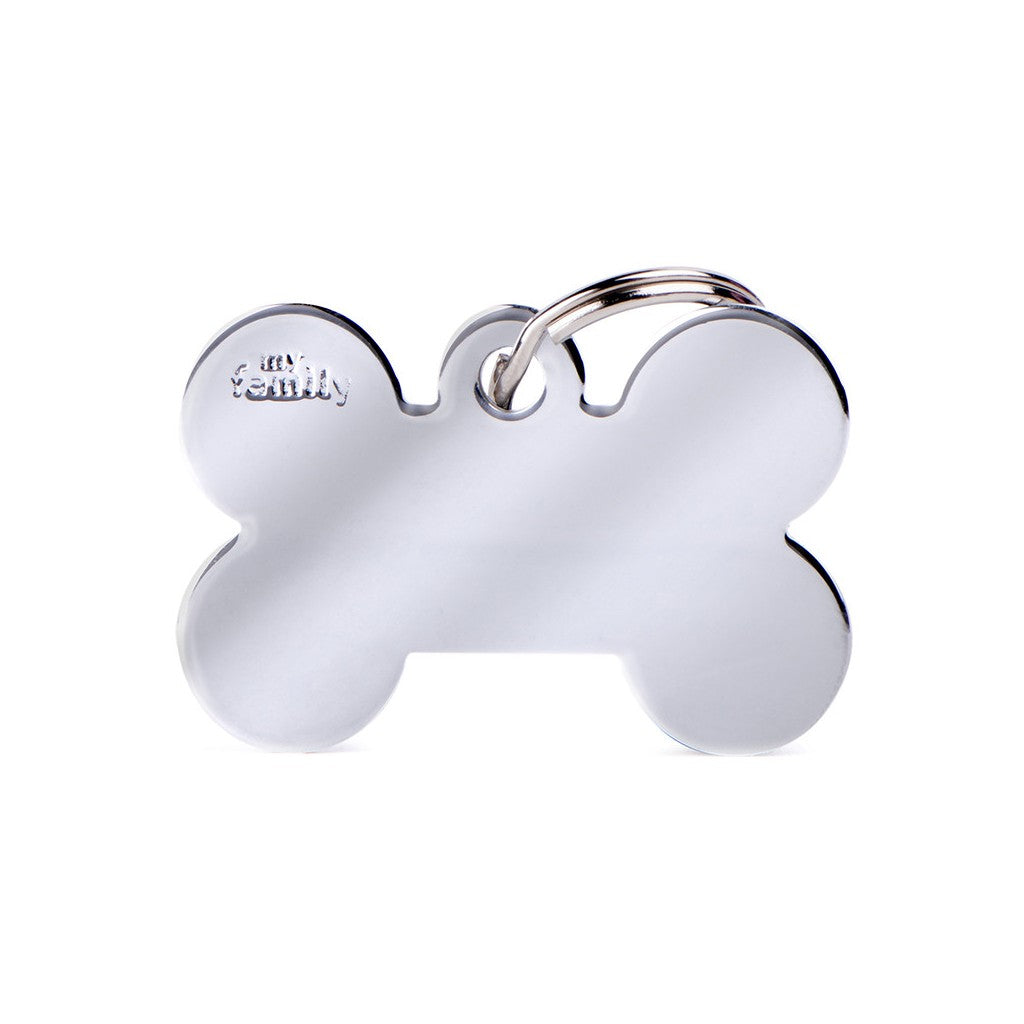 MyFamily Pet Tag: Basic Big Bone in Chrome-Plated Brass