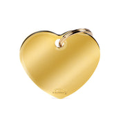 MyFamily Pet Tag: Basic Big Heart in Gold-Plated Brass
