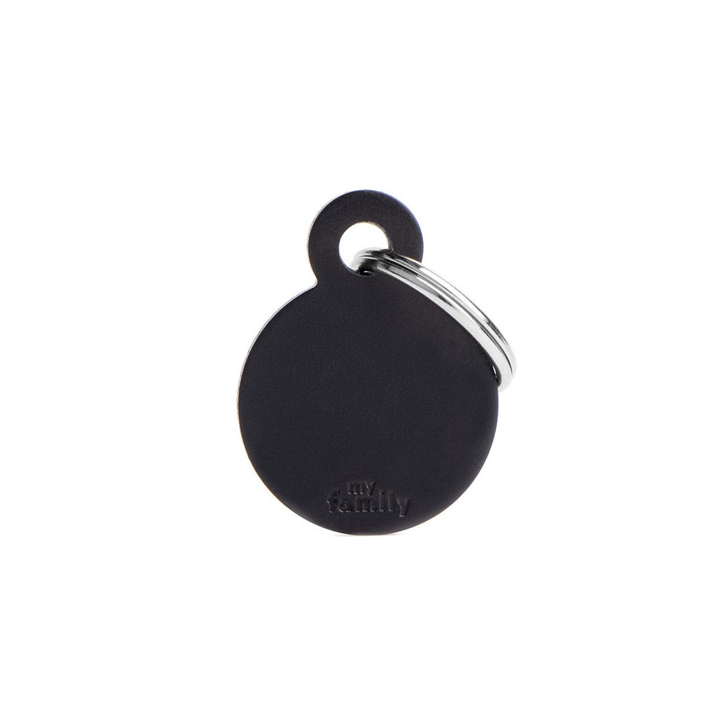 MyFamily Pet Tag: Basic Small Aluminum Black Circle