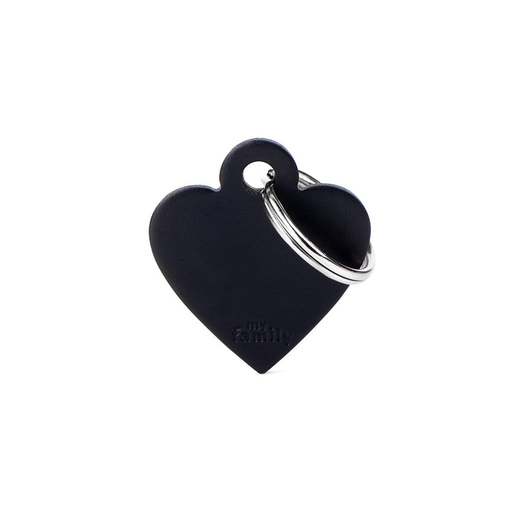 MyFamily Pet Tag: Basic Small Aluminum Black Heart