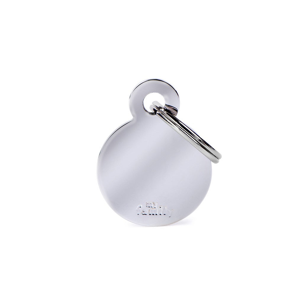 MyFamily Pet Tag: Basic Small Circle in Chrome-Plated Brass
