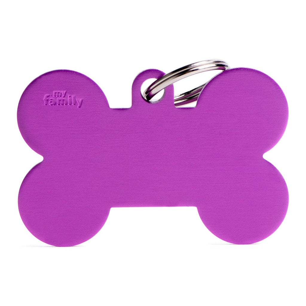 MyFamily Pet Tag: Basic XL Aluminum Purple Bone