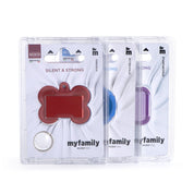 MyFamily Pet Tag: Hushtag Big Blue Aluminum Bone with Rubber